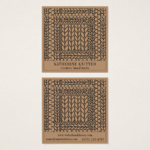 STRICKEN LINKS TAN Quadrat Visitenkarte
