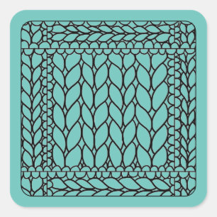 STRICKEN LINKS TEAL Kleine Quadratische Aufkleber