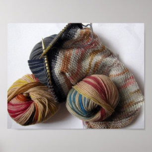 Stricken mit Wolle-Garn Poster
