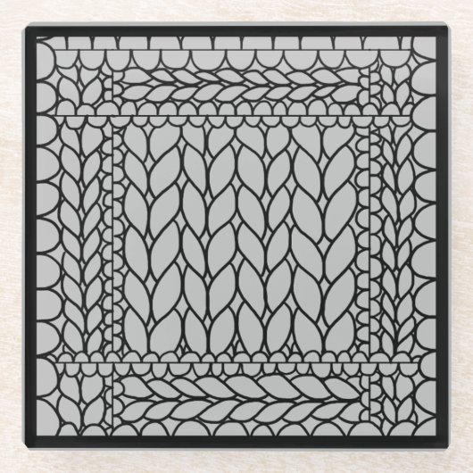 STRICKEN RECHTS GRAU Glas-Unterlage II Glasuntersetzer (Vorderseite)