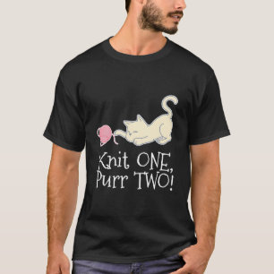 Stricken Sie eins, Schnurren zwei Katzenwollhäkeln T-Shirt