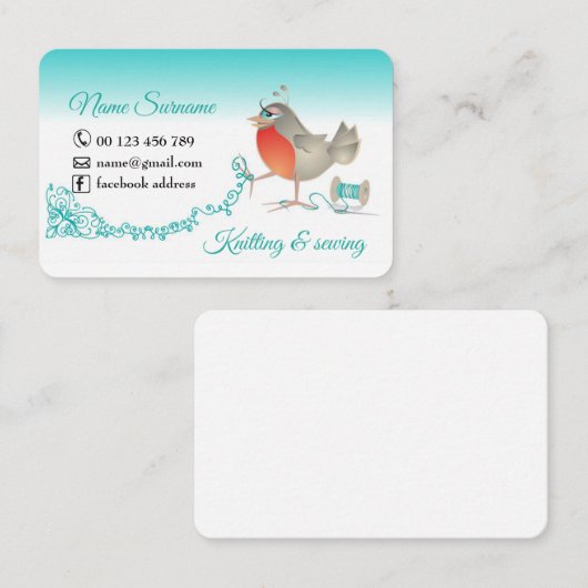 Stricken und Nähen Visitenkarte (Vorne/Hinten)