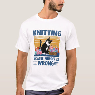 Stricken, weil Mord falsch ist, schwarze Katze, lu T-Shirt