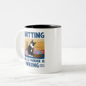 Stricken, weil Mord falsch ist, schwarze Katze, lu Zweifarbige Tasse (Vorderseite Links)