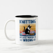 Stricken, weil Mord falsch ist, schwarze Katze, lu Zweifarbige Tasse (Links)