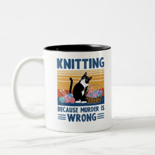 Stricken, weil Mord falsch ist, schwarze Katze, lu Zweifarbige Tasse