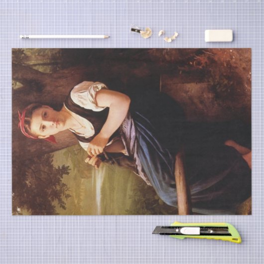 Strickende Frau durch William-Adolphe Bouguereau Seidenpapier (Handwerk)