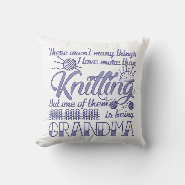 Strickende Großmutter Kissen (Vorderseite)