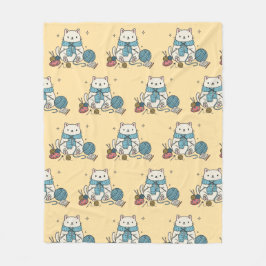 Strickende Häkelnde Katzenpfoten Pastell Muster Co Fleecedecke