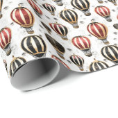 Strickende Heißluftballons auf weiß Geschenkpapier (Rolleneckpunkt)