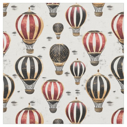 Strickende Heißluftballons auf weiß Stoff (Nahaufnahme)
