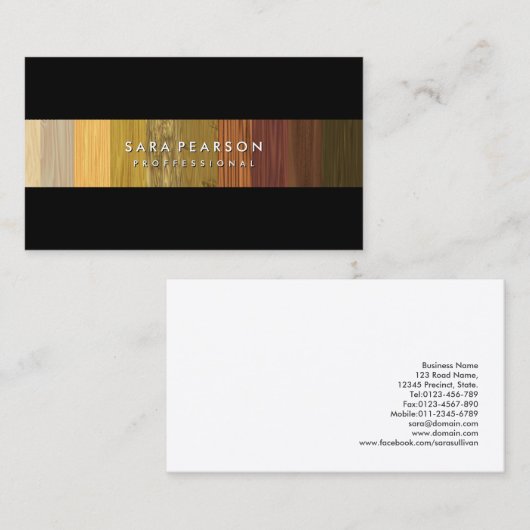 Strickende Holzspanplatte Stripe BusinessCard Visitenkarte (Vorne/Hinten)