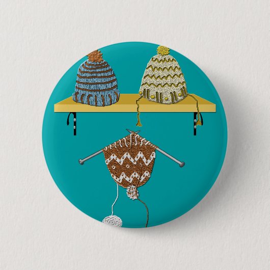 Strickende Hüte für Weihnachten Button (Vorderseite)