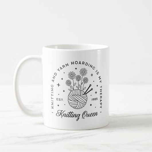 Strickende Königin lustiges Garnhölzer Kaffeetasse (Links)