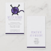 Strickende lila Geschäftskarten der Näharbeit Visitenkarte (Vorne/Hinten)