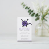 Strickende lila Geschäftskarten der Näharbeit Visitenkarte (Stehend Vorderseite)