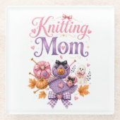 Strickende Mutter Halloween Glasuntersetzer (Vorderseite)