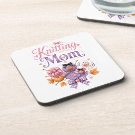Strickende Mutter Halloween Hartplastik-Untersetze Getränkeuntersetzer
