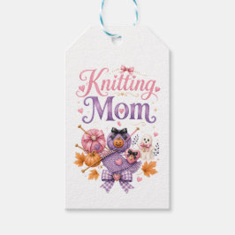 Strickende Mutter Halloween-Karte Geschenkanhänger