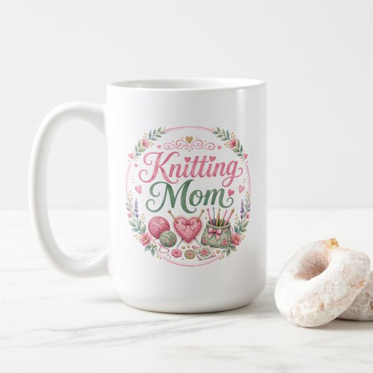 Strickende Mutter Kaffeetasse (Mit Donut)