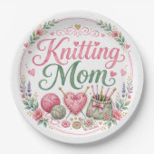 Strickende Mutter Papierplatte Pappteller (Vorderseite)