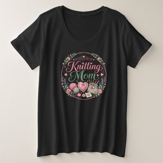 Strickende Mutter - Plus Size T-Shirt (Design vorne)