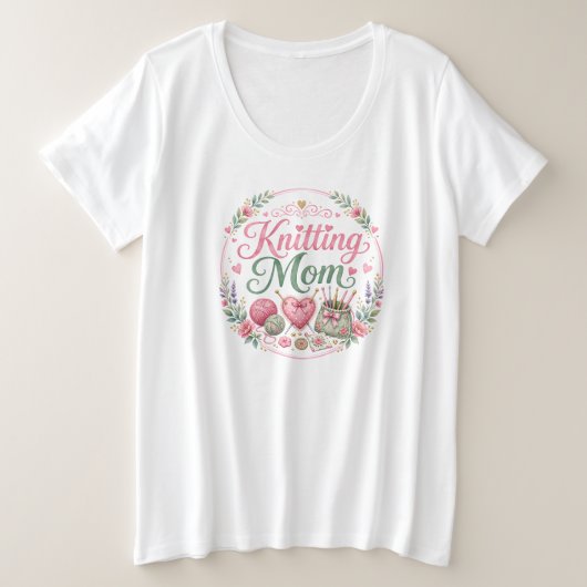 Strickende Mutter - Plus Size T-Shirt (Weiß) (Design vorne)