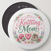 Strickende Mutter runder Schlüsselanhänger Button (Vorne & Hinten)
