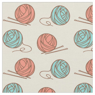 Strickende Nadeln u. Garn - Vintag Stoff