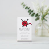 Strickende Näharbeitrot-Visitenkarten Visitenkarte (Stehend Vorderseite)