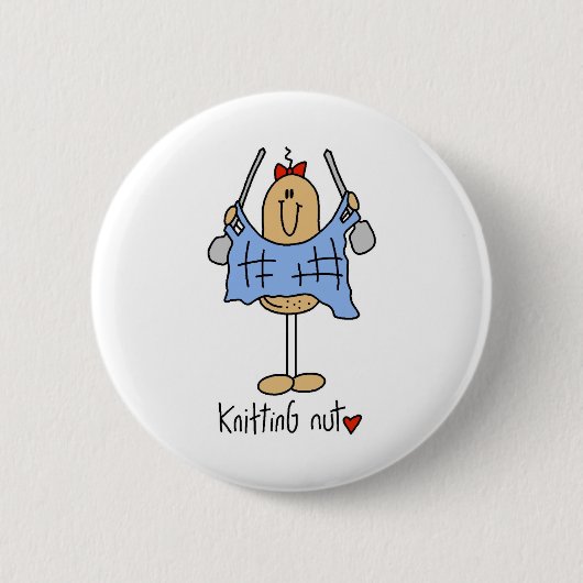 Strickende Nuss T-Shirts und Geschenke Button (Vorderseite)
