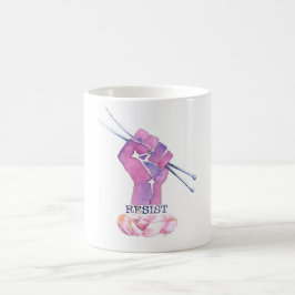 Strickende Powerfaust, Garn, widerstehen Kaffeetasse