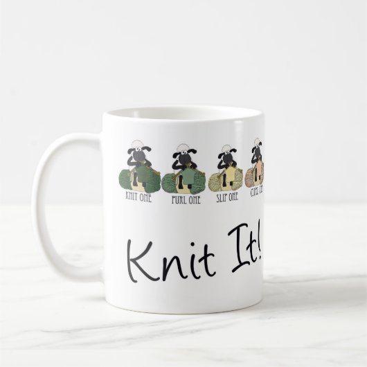 Strickende Schafe, Spaß-Weiß 11-Unze-klassische Kaffeetasse (Links)