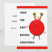 Strickende Weihnachtskarte Feiertagskarte (Vorne/Hinten)