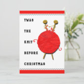 Strickende Weihnachtskarte Feiertagskarte (Stehend Vorderseite)