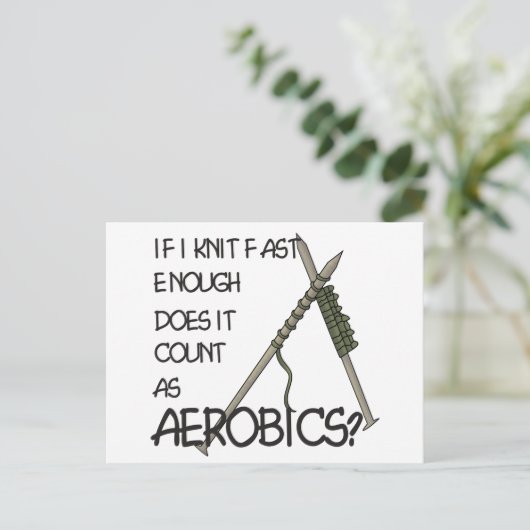 Strickender Aerobics Postkarte (Stehend Vorderseite)