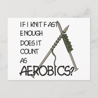 Strickender Aerobics Postkarte