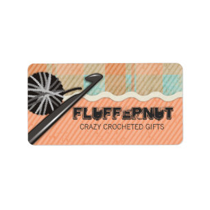 Strickender Häkelarbeitball des Shabby Chic des Adressaufkleber