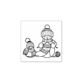 Strickender Schneemann 1x1 Gummistempel (Prägung)