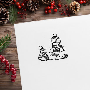 Strickender Schneemann 1x1 Gummistempel