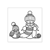 Strickender Schneemann Gummistempel (Prägung)