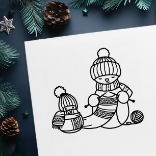 Strickender Schneemann Permastempel