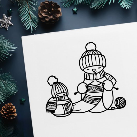 Strickender Schneemann Permastempel