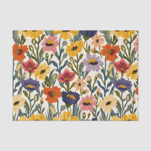 Strickendes botanisches Muster Pastell-Farben im V Seidenpapier (Vorderseite)