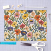Strickendes botanisches Muster Pastell-Farben im V Seidenpapier (Handwerk)