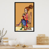 strickendes dreadlocksmädchen poster (Küche)