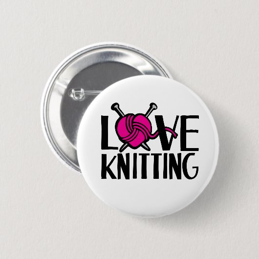 Strickendes Knopf-Abzeichen der Liebe in rosa Button (Vorne & Hinten)