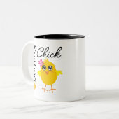 Strickendes Küken Zweifarbige Tasse (Vorderseite Links)