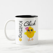 Strickendes Küken Zweifarbige Tasse (Links)