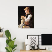 Strickendes Mädchen Knitting Girl Poster (Heimbüro)